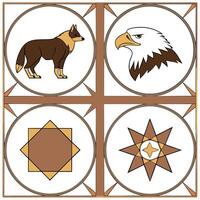 Incorporate North American wildlife such as bison coyotes and bald eagles into a seamless tile pattern with rustic earthy colors and geometric designs concept as Create a rustic t Clean Pro vector