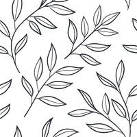 Minimalist botanical illustration seamless tile pattern featuring simple line drawings of leaves and stems on a clean white background perfect for modern spaces concept as Simple l Clean Pro vector