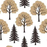 Minimalist autumn trees seamless tile pattern with simple oak and pine silhouettes for modern decor concept as Simple oak and pine tree silhouettes arranged seamlessly for a minima Clean Pro vector
