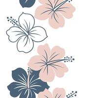 Minimalist hibiscus seamless tile pattern with simple white petals and soft grey accents ideal for modern kitchens concept as Simple white hibiscus petals and soft grey accents cre Clean Pro vector