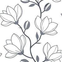 Minimalist magnolia seamless tile pattern with simple white petals and soft grey accents ideal for modern kitchens concept as Simple white magnolia petals and soft grey accents cre Clean Pro 2 vector