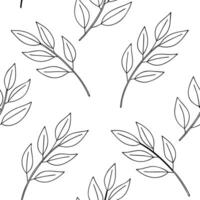 Minimalist leaf repeat seamless tile pattern with simple leaf outlines on a white background for Scandinavian inspired interiors concept as Simple leaf outlines on white background Clean Pro vector