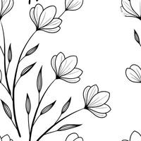 Minimalist monochrome heather seamless pattern with simple lines on white background concept as Simple line monochrome heather flowers creating minimalist seamless pattern perfect Clean Pro vector
