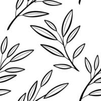 Minimalist monochrome sage leaves seamless pattern with simple lines on white background concept as Simple line monochrome sage leaves creating a minimalist seamless pattern perfec Clean Pro vector