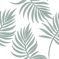 Minimalist palm leaf seamless tile pattern with simple green silhouettes and soft grey accents ideal for modern kitchens concept as Simple green palm silhouettes and soft grey acce Clean Pro vector