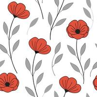 Minimalist poppy seamless tile pattern with simple red blooms and soft grey accents ideal for modern kitchens concept as Simple red poppy blooms and soft grey accents create minima Clean Pro 2 vector