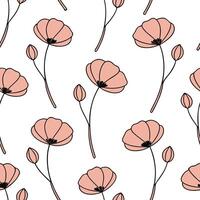 Minimalist poppy seamless tile pattern with simple red blooms and soft grey accents ideal for modern kitchens concept as Simple red poppy blooms and soft grey accents create minima Clean Pro vector