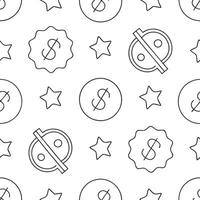 Minimalist seamless tiles with intertwined currency and discount icons concept as A clean seamless tile pattern featuring minimalist intertwined icons of various currencies and dis Clean Pro vector