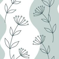 Minimalist seamless tile pattern with simple white floral outlines on a solid pastel background for Scandinavian inspired interiors concept as Simple white floral outlines on paste Clean Pro vector