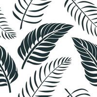 Minimalist tropical leaves seamless tile pattern with simple fern and banana leaf outlines on a white background for modern spaces concept as Simple fern and banana leaf outlines o Clean Pro vector