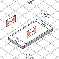 Mobile phone with holographic notifications and Stay Connected text with copy space concept as Camera movement Zoom into the mobile phone screen displaying holographic notification Clean Pro vector