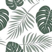 Modern botanical tropical leaves seamless tile pattern with abstract monstera and palm lines and neutral green tones for sleek urban homes concept as Abstract monstera and palm lin Clean Pro vector