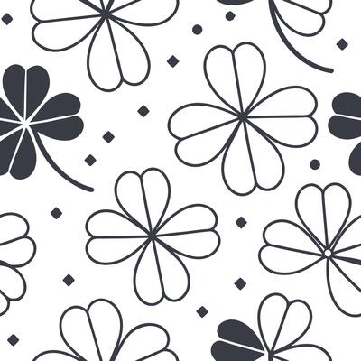Modern geometric clover seamless pattern with abstract shapes and white balance on white concept as Abstract geometric clovers with modern shapes forming a unique seamless pattern Clean Pro