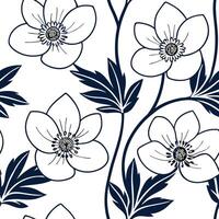 Modern geometric Anemone seamless pattern with abstract shapes and white balance on white concept as Abstract geometric Anemone flowers with modern shapes forming unique seamless p Clean Pro vector