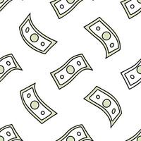Money rain tile pattern concept as Overhead view of a seamless tile pattern featuring stylized cartoon money bills falling like rain Camera slowly pans across the repeating patter Clean Pro vector