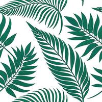 Natural fern and palm fronds seamless tile pattern with tropical vibes for an exotic spring feel concept as Tropical fern and palm fronds in rich green tones create a seamless tile Clean Pro vector