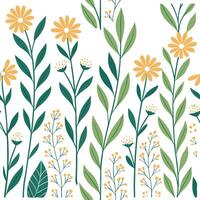 Nature inspired spring garden seamless tile pattern with wildflowers and herbs for natural beauty concept as A seamless pattern featuring wildflowers and herbs for a rustic and nat Clean Pro vector