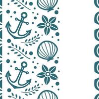 Nautical seamless tile pattern with marine inspired floral motifs and oceanic color scheme for coastal homes concept as Marine inspired floral motifs with oceanic colors create nau Clean Pro vector