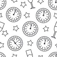 New Year seamless pattern with clock faces champagne flutes and sparkling stars for a sophisticated celebration look concept as Sophisticated New Year pattern with clock faces cham Clean Pro vector