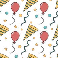 New Year seamless pattern with colorful streamers balloons and party poppers for a festive lively design concept as Lively New Year pattern with colorful streamers balloons and par Clean Pro vector