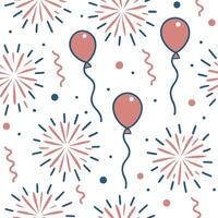 New Year seamless pattern with sparkling fireworks colorful balloons and elegant streamers for a dazzling celebration look concept as Dazzling New Year pattern with sparkling firew Clean Pro vector