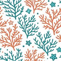 Oceanic coral and seaweed seamless tile pattern with a touch of vibrant beach colors concept as Oceanic coral and seaweed with vibrant beach colors create a lively seamless tile pa Clean Pro vector