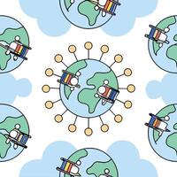 People with Earth and Business Strategy Maps concept as A group of people developing business strategy maps with an earth model set against a dreamy background offering ample space Clean Pro vector