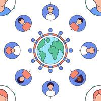 People with Earth and Climate Change Solutions concept as A group of people discussing climate change solutions with an earth model set against a dreamy background offering ample s Clean Pro 2 vector
