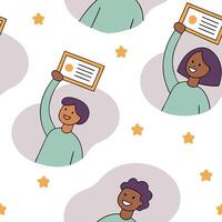 People with Floating Achievement Certificates and Joyful Faces concept as A group of people holding floating achievement certificates with joyful faces set against a dreamy backgro Clean Pro 2 vector
