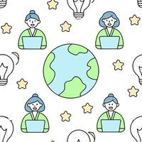 People with Earth and Eco friendly Project Proposals concept as A group of people presenting eco friendly project proposals with an earth model set against a whimsical background o Clean Pro vector