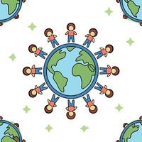 People with Earth and Eco friendly Project Proposals concept as A group of people presenting eco friendly project proposals with an earth model set against a whimsical background o Clean Pro 2 vector