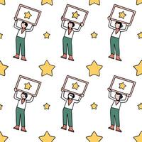 People with Floating Appraisal Charts and Joyful Faces concept as A group of people holding floating appraisal charts with joyful faces set against a whimsical background offering Clean Pro vector