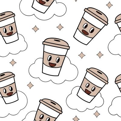People with Floating Coffee Cups and Joyful Expressions concept as A group of people holding floating coffee cups with joyful expressions set against a fantastical background offer Clean Pro 2