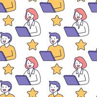 People with Floating Feedback Tools and Joyful Faces concept as A group of people using floating feedback tools with joyful faces set against a whimsical background offering ample Clean Pro vector