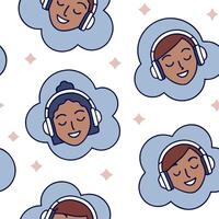 People with Floating Headphones and Joyful Faces concept as A group of people using floating headphones with joyful faces set against a dreamy background offering ample space for t Clean Pro 2 vector