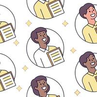 People with Floating Interview Schedules and Joyful Faces concept as A group of people holding floating interview schedules with joyful faces set against a dreamy background offeri Clean Pro 2 vector