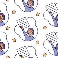 People with Floating Job Descriptions and Joyful Faces concept as A group of people holding floating job descriptions with joyful faces set against a dreamy background offering amp Clean Pro 2 vector