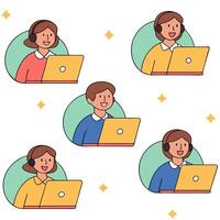 People with Floating Meeting Tools and Joyful Expressions concept as A group of people using floating meeting tools with joyful expressions set against a whimsical background offer Clean Pro 2 vector