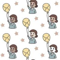 People with Floating Offer Letters and Joyful Faces concept as A group of people holding floating offer letters with joyful faces set against a whimsical background offering ample Clean Pro vector