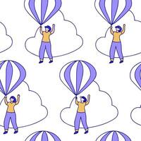 People with Floating Packing Slips and Joyful Faces concept as A group of people holding floating packing slips with joyful faces set against a dreamy background offering ample spa Clean Pro vector