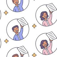 People with Floating Order Forms and Joyful Faces concept as A group of people holding floating order forms with joyful faces set against a dreamy background offering ample space f Clean Pro 2 vector
