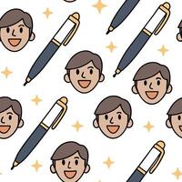 People with Floating Pens and Joyful Faces concept as A group of people using floating pens with joyful faces set against a whimsical background offering ample space for text or gr Clean Pro 2 vector