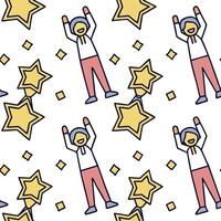 People with Floating Performance Awards and Joyful Faces concept as A group of people holding floating performance awards with joyful faces set against a fantastical background off Clean Pro 2 vector