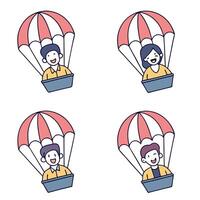 People with Floating Shipment Trackers and Joyful Faces concept as A group of people using floating shipment trackers with joyful faces set against a dreamy background offering amp Clean Pro vector