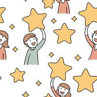 People with Floating Stars and Joyful Faces concept as A group of people holding floating stars with joyful faces set against a whimsical background offering ample space for text o Clean Pro 2 vector