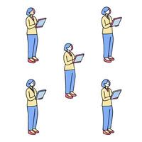 People with Watercolor Business Proposals and Tablets concept as A group of people presenting watercolor business proposals with tablets set against a dreamy background offering am Clean Pro 3 vector