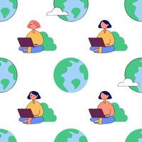 People with Watercolor Earth and Environmental Data concept as A group of people analyzing watercolor earth and environmental data set against a dreamy background offering ample sp Clean Pro 8 vector