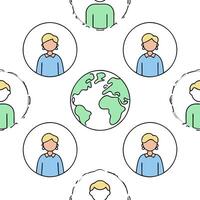 People with Watercolor Earth and Service Mind Projects concept as A group of people developing service mind projects with a watercolor earth model set against a dreamy background o Clean Pro 2 vector