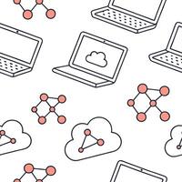 Plain background with cloud networking symbols and business tools with copy space concept as A plain background featuring cloud networking symbols alongside business tools like lap Clean Pro vector