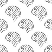 Plain background with human brain and circuit board merging concept as An image depicting a human brain seamlessly merging with a circuit board on a plain background This visual s Clean Pro vector